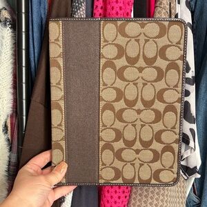 Coach Tan and Brown Monogram Tablet Cover